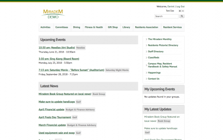 Screenshot of Miradem site desktop home page