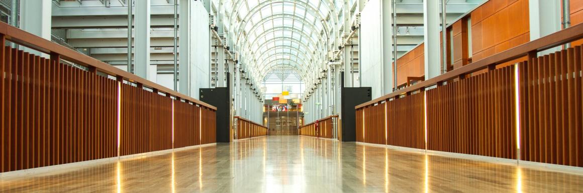 Interior of building with wooden floor