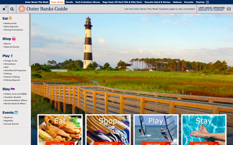 Screenshot of OBX Guides desktop website