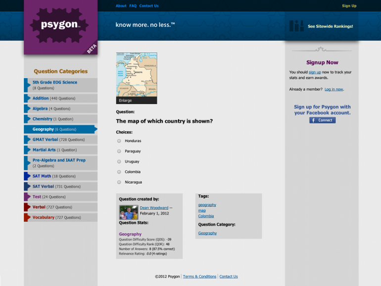 Screenshot of Psygon site home page 