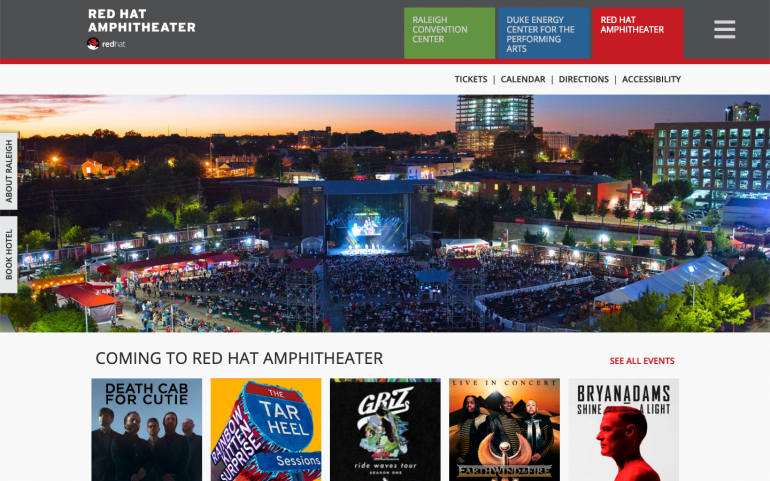 A screenshot of the desktop version of the Red Hat Amphitheater website