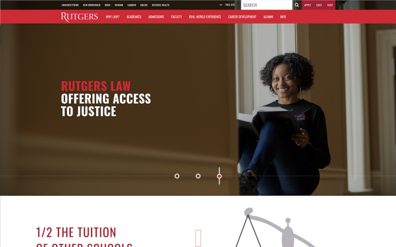 Screenshot of Rutgers Law desktop website